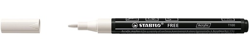 [TIM-691700] Acrylmarker Stabilo Free T100 ronde punt 1-2mm wit