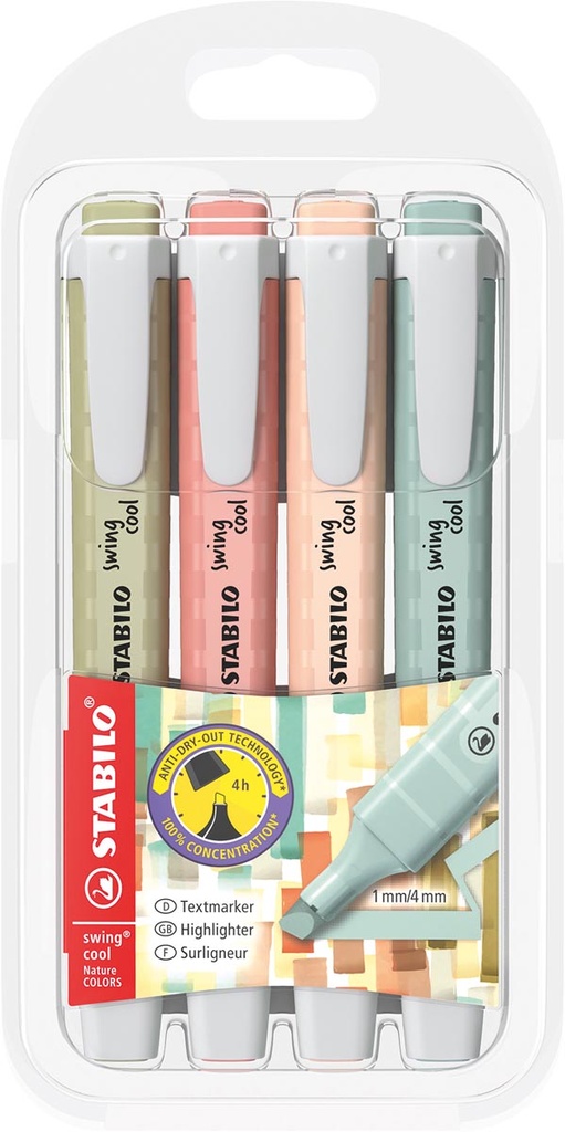 Markeerstift Stabilo Swing Cool Naturecolor assorti (4)