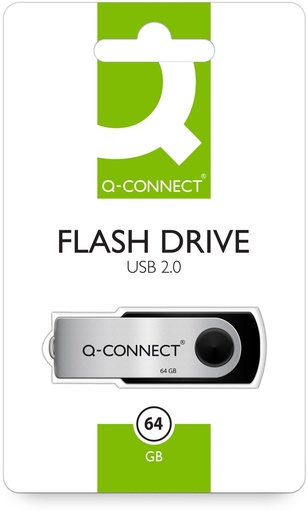 [TIM-KF41514] USB-stick 2.0 Q-Connect 64 GB zwart-zilver