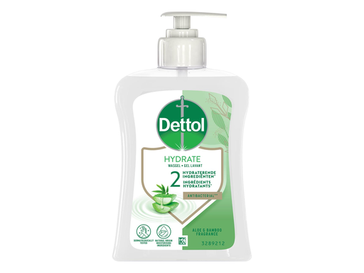 [TIM-3289032] Handzeep Dettol Hydrate aloë vera en bamboe flacon 250ml