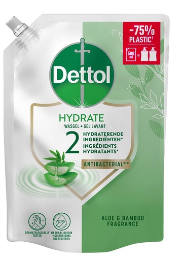 [TIM-3297851] Navulling handzeep Dettol Hydrate aloë vera en bamboe 500ml