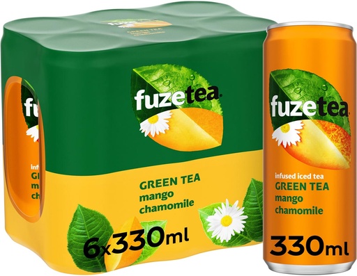 [TIM-53350] Frisdrank Fuze Tea mango kamille blik 33cl (24)