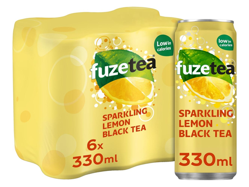 [TIM-53365] Frisdrank Fuze Tea bruisend black tea blik 33cl (24)