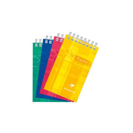 [EXA-8552C] Schrijfblok Clairefontaine Pupitre karton 7,5x12cm 120blz zonder kantlijn geruit 5mm spiraal bovenaan assorti