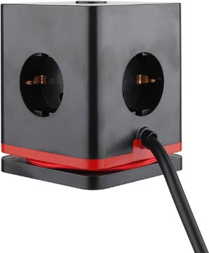 [TIM-K41213] Contactdoos IOIO SW1000 3 stopcontacten en 3 USB-poorten kubus zwart