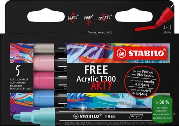 [TIM-6925] Acrylmarker Stabilo Free T300 Candy ronde punt 2-3mm assorti (5)