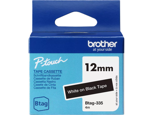 [PTO-BTAG335] Tape Brother P-Touch BTAG-335 12mm wit op zwart