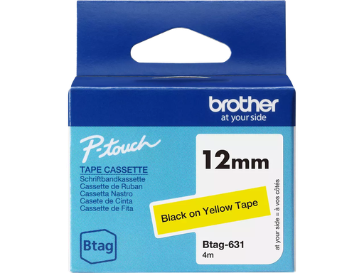 [PTO-BTAG631] Tape Brother P-Touch BTAG-631 12mm zwart op geel