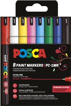 [TIM-PC1MR8B] Paintmarker Uni Posca PC-1MR fijne punt 0,7mm assorti basiskleuren (8)