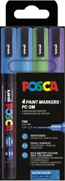 [TIM-PC3ML4B] Paintmarker Uni Posca PC-3M ronde punt 1,5mm assorti glitter (4)
