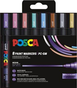 [TIM-PC5M8MN] Paintmarker Uni Posca PC-5M ronde punt 1,8-2,5mm assorti metallic kleuren (8)