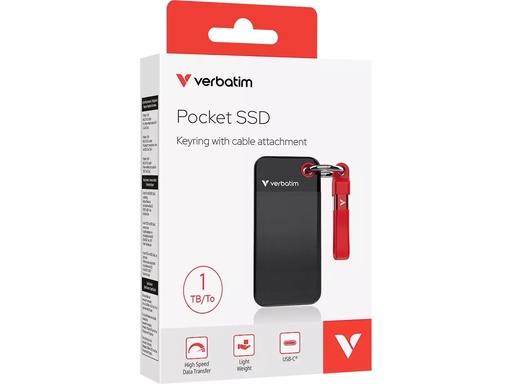 [ITA-32192] Externe harde schijf Verbatim V Pocket SSD 1TB USB 3.2 GEN 2 zwart-rood (32192)