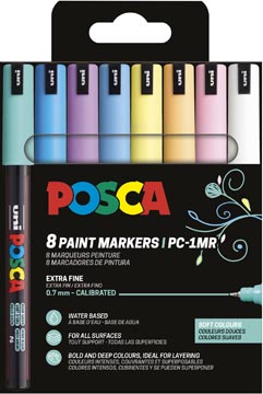 [TIM-PC1MR8Z] Paintmarker Uni Posca PC-1MR fijne punt 0,7mm assorti zachte kleuren (8)