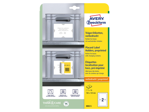 [TIM-80025] Positioneeretiket Avery 02 etik/bl 160x120mm voorbedrukt wit 5bl/d (10)