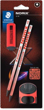 [TIM-SBK22] Grafietpotlood Staedtler Norix met slijper en gom koraal (2)