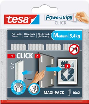 [TIM-7772120] Tesa Powerstrips Click medium draagkracht 1kg (2x16)