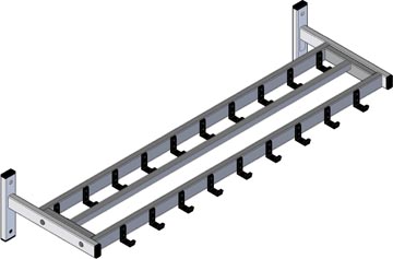 [TIM-VB00417] Wandgarderobe kapstok V-part 19 haken