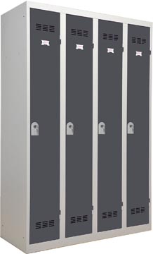 [TIM-3104045] Garderobekast propere industrie lockers Henry Pierre 180x120cm 4 deuren grijs