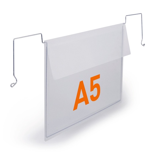 [DUR-118719] Documenthoes Durable PP A5 liggend 210x148mm met ophangbeugel met flap transparant (50)