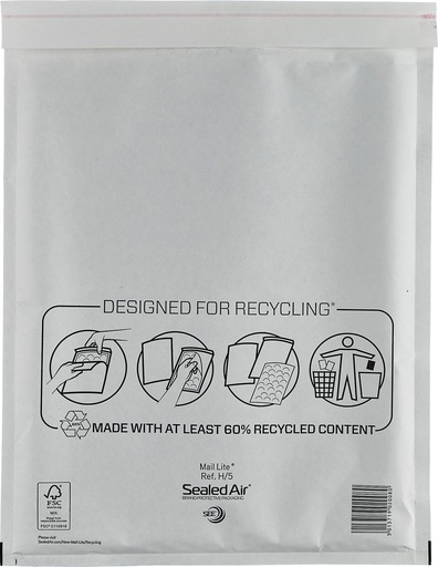 [TIM-9001036] Luchtkussenenveloppen Mail Lite H/5 270x360mm wit (50)