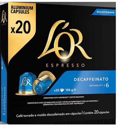 [TIM-4028832] Koffiecapsules Douwe Egberts L'Or Intensity Decaffeïnato (20)