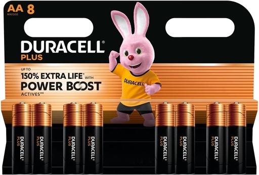 [TIM-4176140] Batterij Duracell Plus 100% AA (8)
