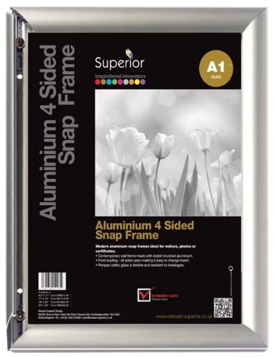 [KAN-AMA1SV] Kliklijst Seco A1 aluminium voorkant anti-glans PVC frame zilver