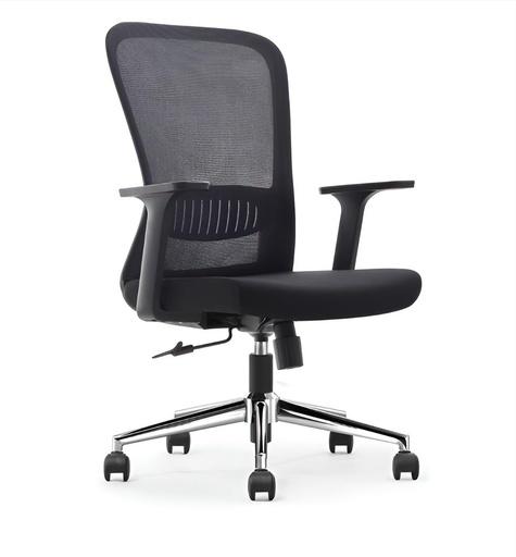 [TIM-3754770] Ergonomische bureaustoel aluminium voetkruis zwart (2)