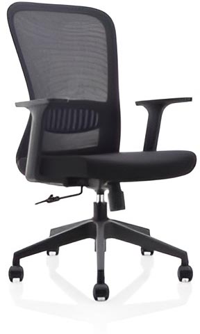 [TIM-3752776] Ergonomische bureaustoel kunststof voetkruis zwart (2)