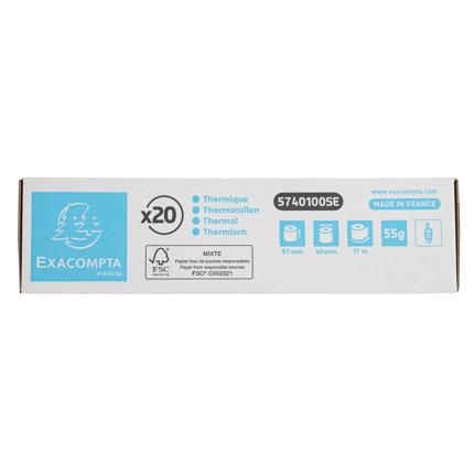 [REK-5740100SE] Thermische kassarol Exacompta 57x40x12 17m 1-laags 55gr wit (20)