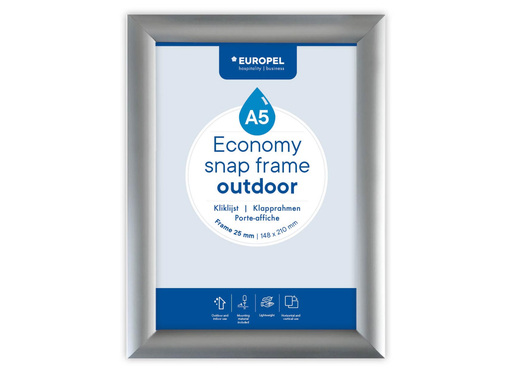[TIM-355132] Kliklijst Economy Europel waterdicht lijst 25 mm ft A5 zilver
