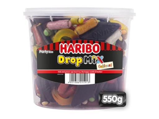 [TIM-410030] Snoepgoed Haribo  Drop mix gekleurd emmer van 550 g