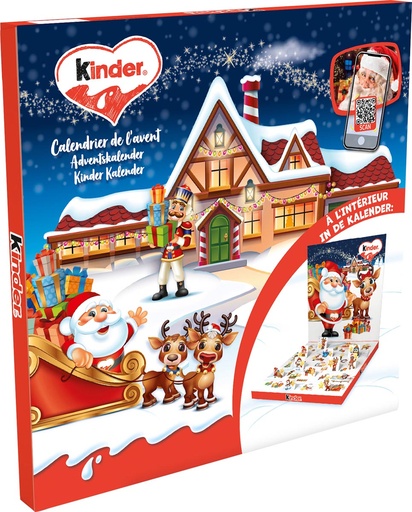 [TIM-120059]  chocolade adventskalender mix Kinder doos van 123 gram