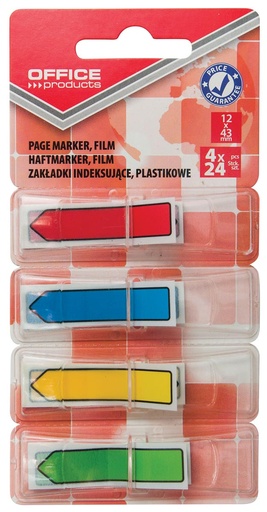 [TIM-2332499] Index OFFICE products  ft 12 x 43 mm geassorteerde kleuren blister van 4 x 24 tabs