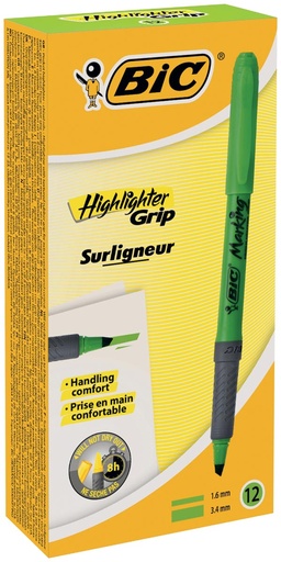 [TIM-8119320] Markeerstift Highlighter Bic Grip groen (12)