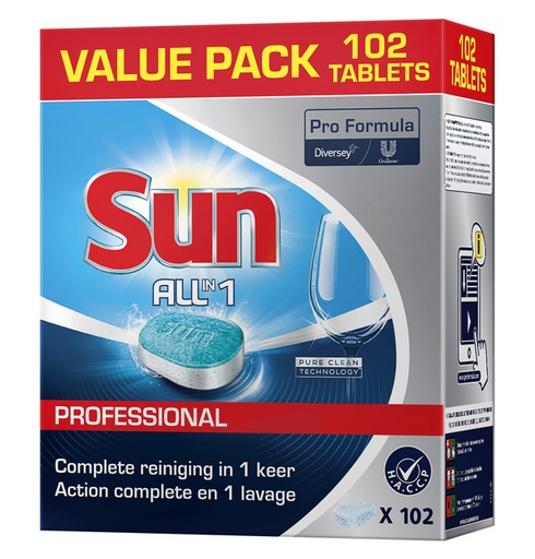 [QUA-101102502] Vaatwastabletten Sun Pro Formula All-in-one (102)
