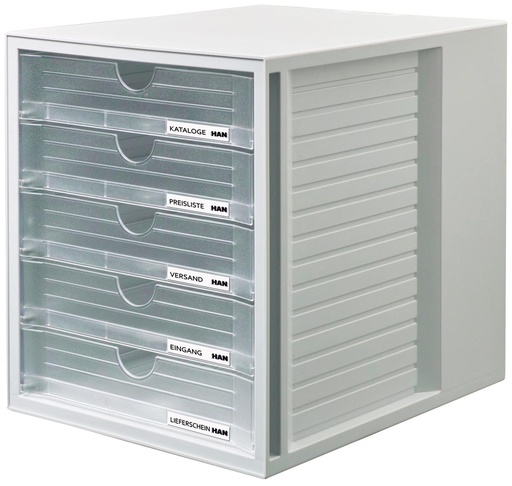 [TIM-145063] Han ladenblok Systembox met 5 gesloten laden transparant
