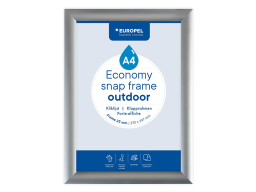 [TIM-355131] Kliklijst Europel  Economy waterdicht lijst 25 mm ft A4 zilver