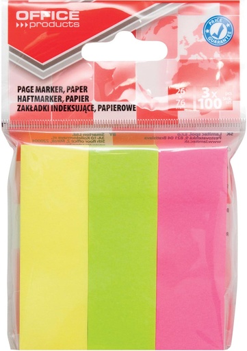 [TIM-1563999] ophangzakje OFFICE products index ft 26 x 76 mm  van 3 x 100 tabs  geassorteerde kleuren