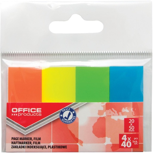 [TIM-2352499] ophangzakje OFFICE products index ft 20 x 50 mm  van 4 x 40 tabs  geassorteerde kleuren
