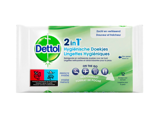 [QUA-3086406] Hygiënische verfrissingsdoekjes Dettol Wipes 2-in-1 (12)