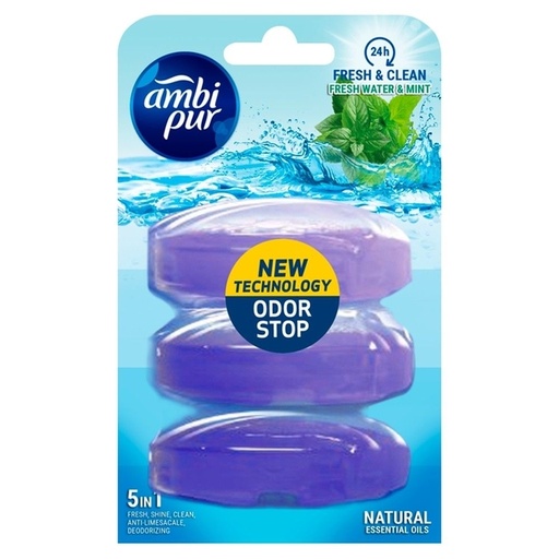 [QUA-8435495816546] Toiletblok navulling Ambi Pur Fresh Water & Mint 3x55ml