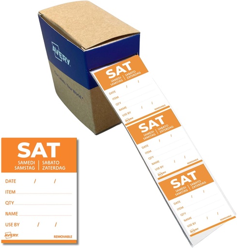 [TIM-DLDSAT] Etiketten voedselcodering Avery HACCP zaterdag  40 x 56 mm(500)