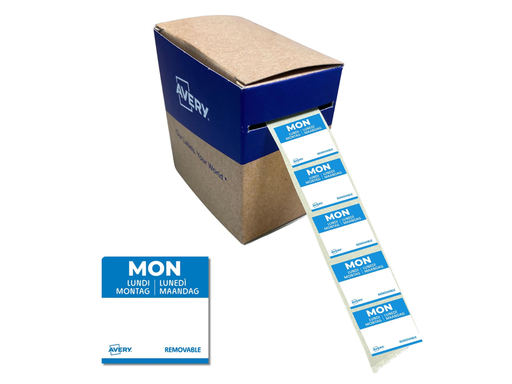 [TIM-DLSMON] Etiketten voedselcodering Avery HACCP maandag  25 x 25 mm(1000)