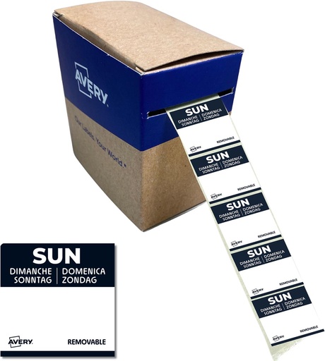 [TIM-DLSSUN] Etiketten voedselcodering Avery HACCP zondag  25 x 25 mm(1000)