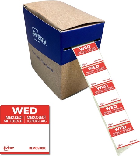 [TIM-DLSWED] Etiketten voedselcodering Avery HACCP woensdag  25 x 25 mm(1000)