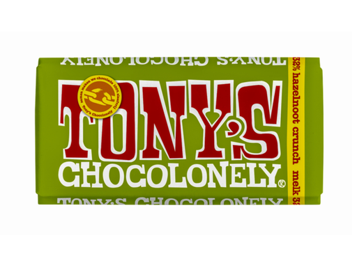 [QUA-NLRMRHC180] Chocolade Tony's Chocolonely melk hazelnoot crunch reep 180gr