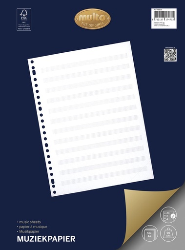 [TIM-601523] Muziekpapier Multo A4 23gaatsperforatie 50vel