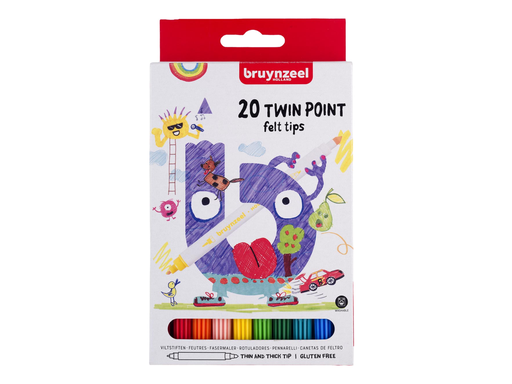 [TIM-6125120] Viltstiften twin point Bruynzeel Kids geassorteerde kleuren (20)
