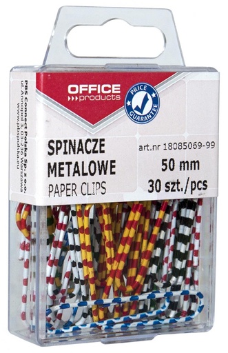 [TIM-8506999] Papierklemmen zebra Office Products 50mm gestreepte geassorteerde kleuren (30)
